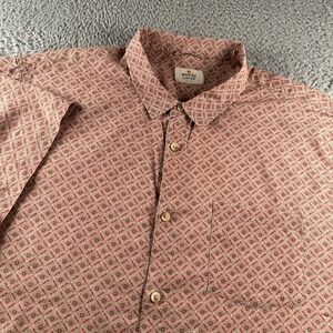 Marine Layer Shirt Mens XL Short Sleeve Button Up Geometric Pocket Red Casual